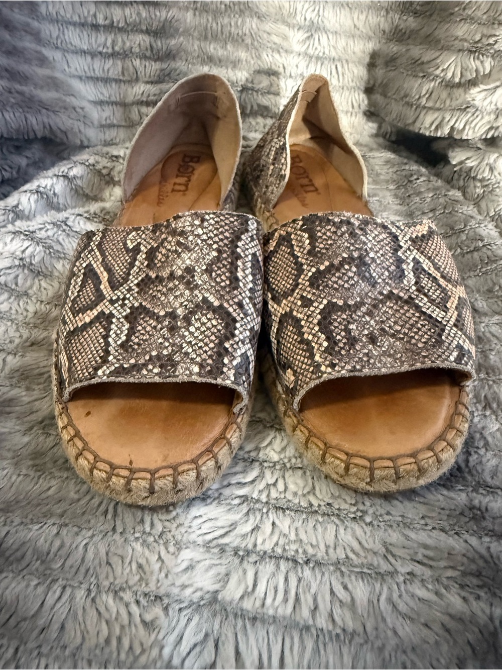 Born Snake-Print Espadrille Slide - Brown & Cream